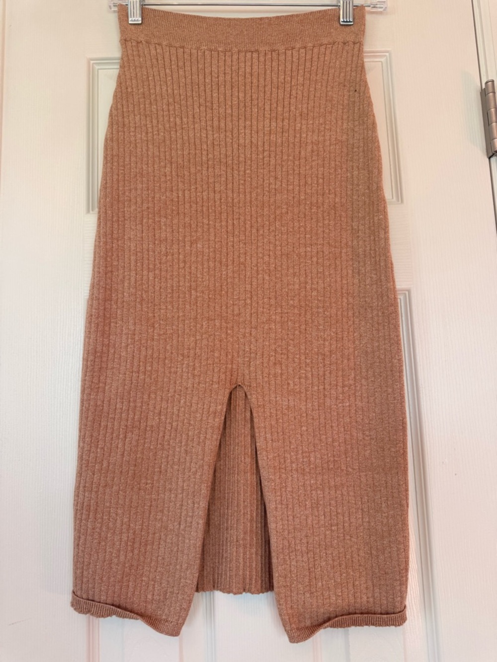 FREE PEOPLE Skyline Midi Sweater Skirt - Caramel Heather - Small - Picture 7 of 9